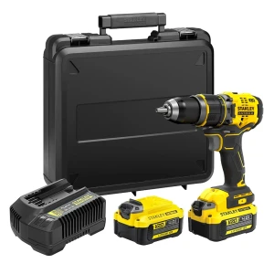 BEZSZCZOTKOWA WIERTARKO-WKRĘTARKA UDAROWA 18V STANLEY® FATMAX® V20 Z DWOMA AKUMULATORAMI 4,0AH I KUFREM