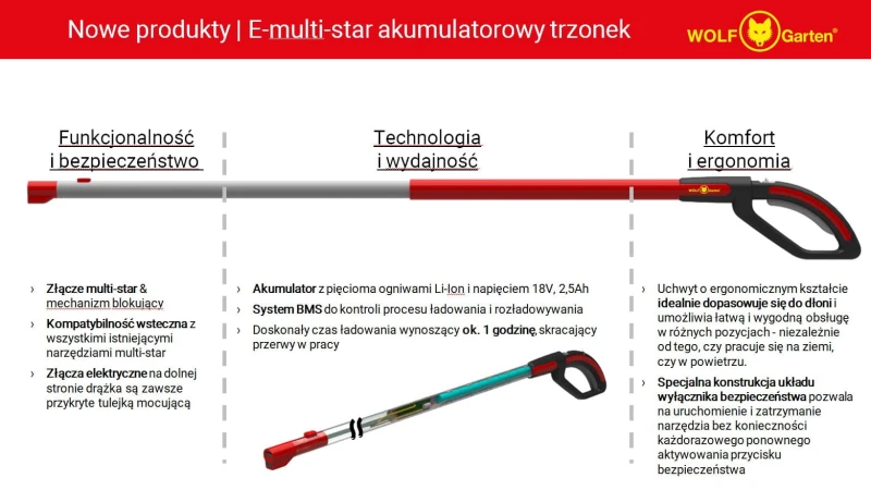 gardentechnika bs 140 em e-multi-star trzonek akumulatorowy